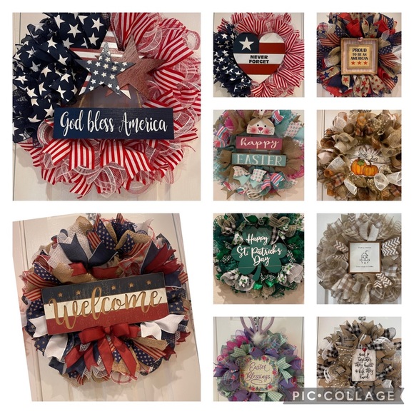 Patriotic WREATH “PROUD TO BE AN AMERICAN” Red,White & Blue 24” Memorial Day 7/4 - Picture 9 of 9